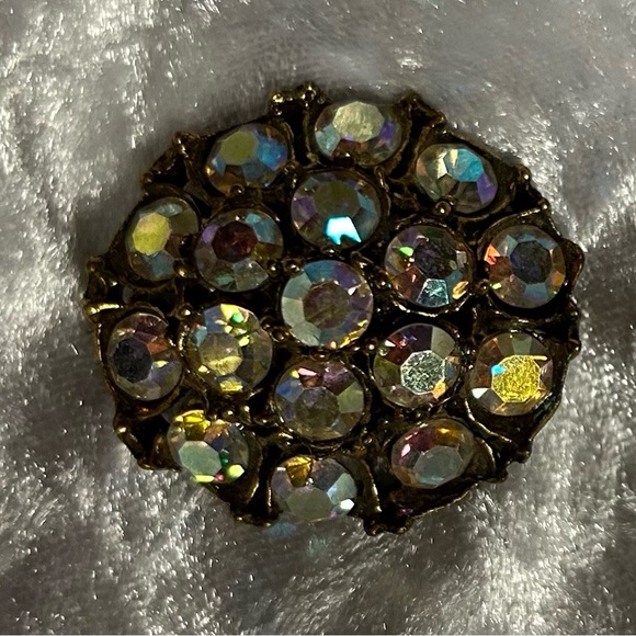 1960’s~ Sparkling Aurora Borealis Cluster Circle Brooch/Pin - Picture 5 of 12